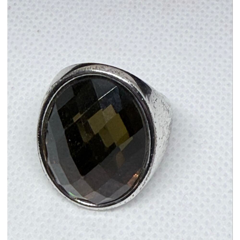 Smoky Quartz Look Oval Ring Size 6.5
Silver Tone Statement Cocktail Ring - Picture 3 of 15